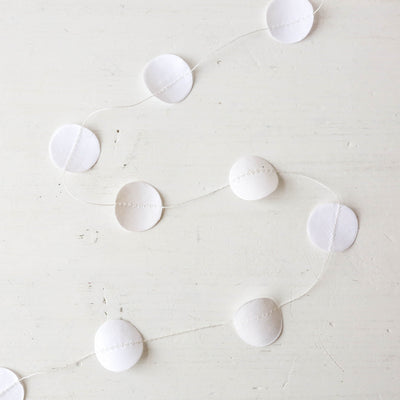 5m Stitched Paper Circle Garland on Spool - White