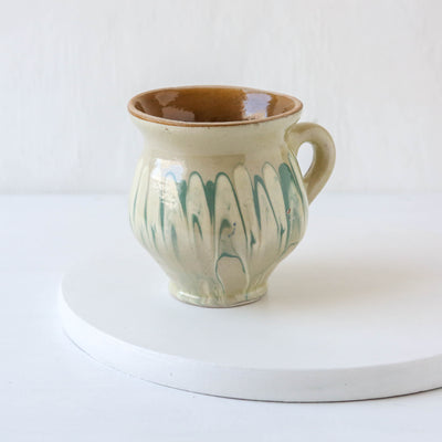 Romanian Slipware Folk Mug - Cream
