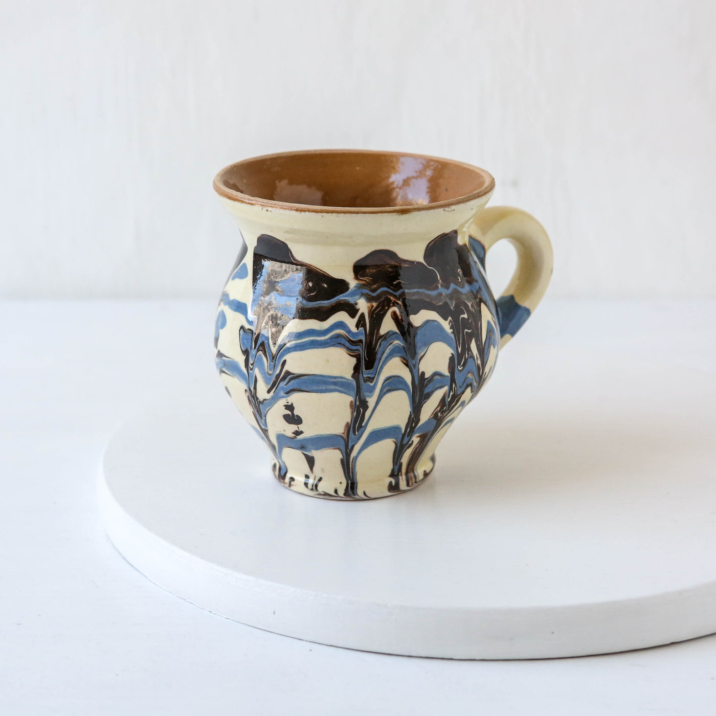 Romanian Slipware Folk Mug - Cream