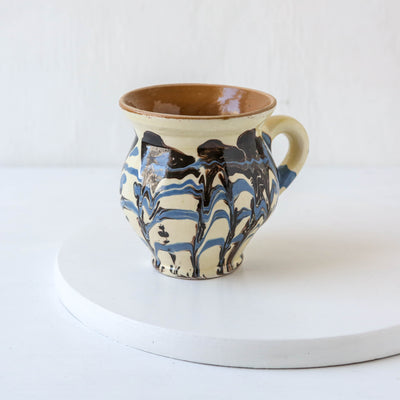 Romanian Slipware Folk Mug - Cream