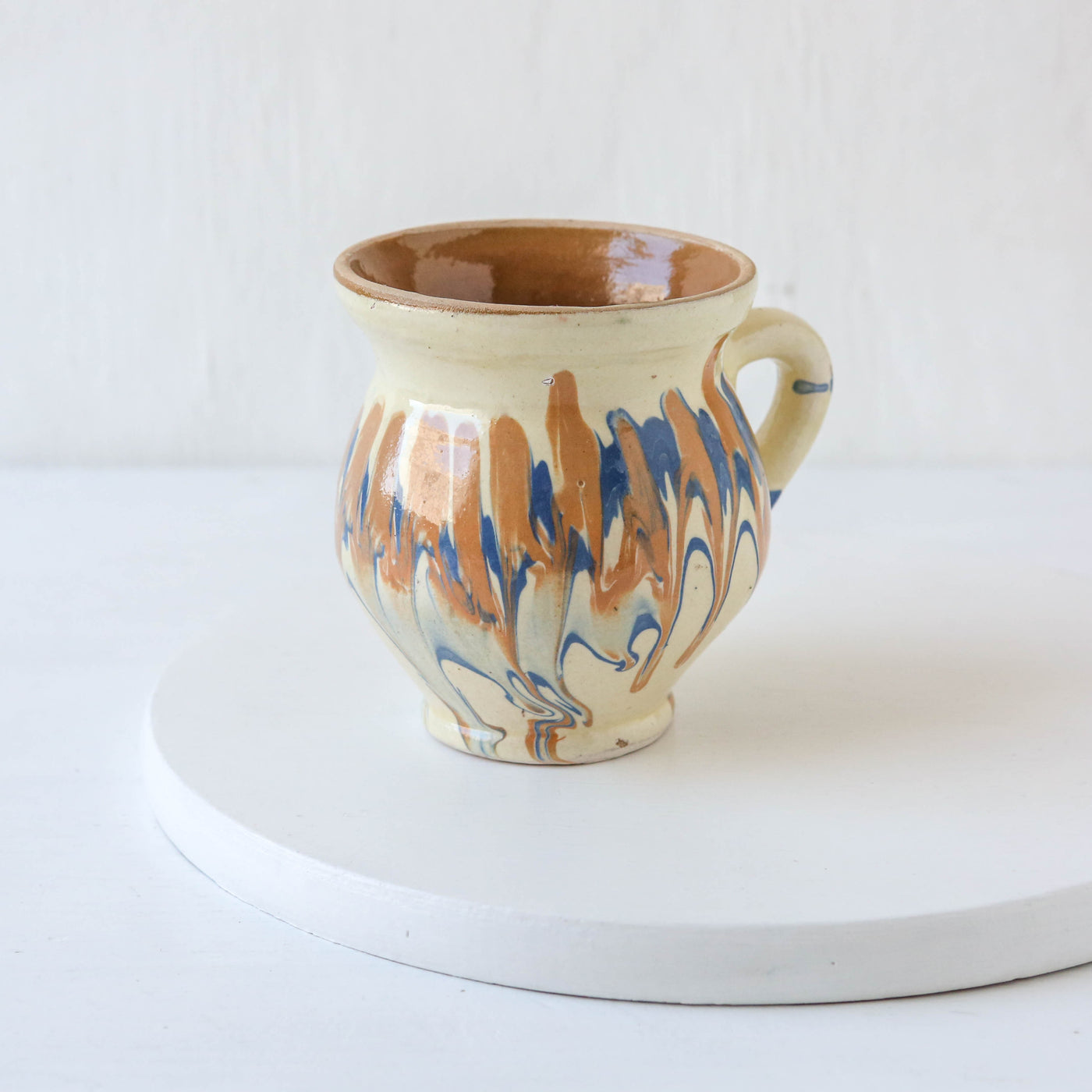 Romanian Slipware Folk Mug - Cream