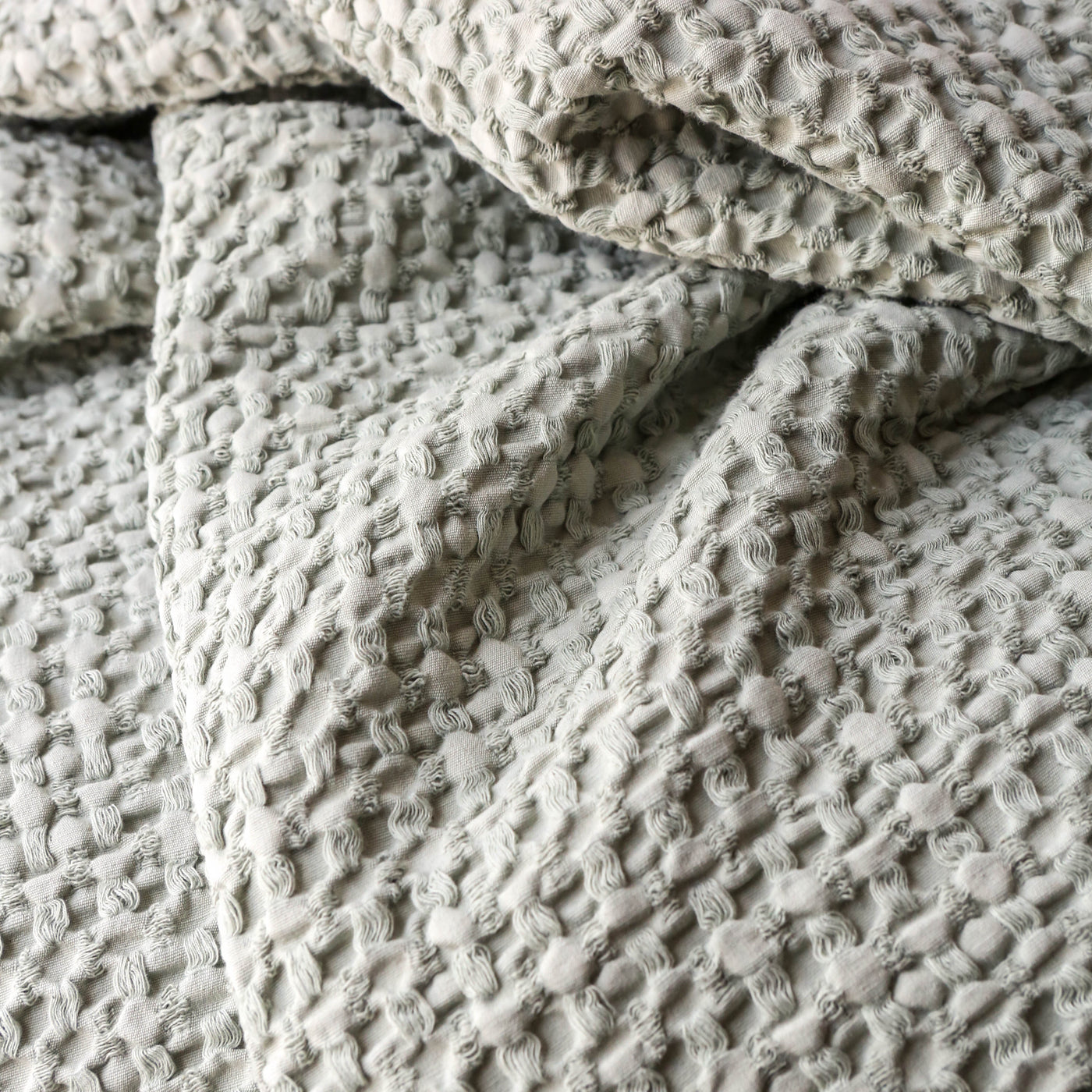 260cm Waffle Cotton Throw - Celadon