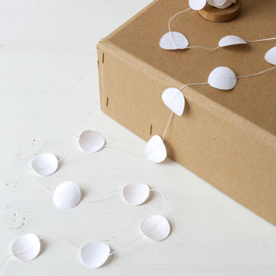 5m Stitched Paper Circle Garland on Spool - White