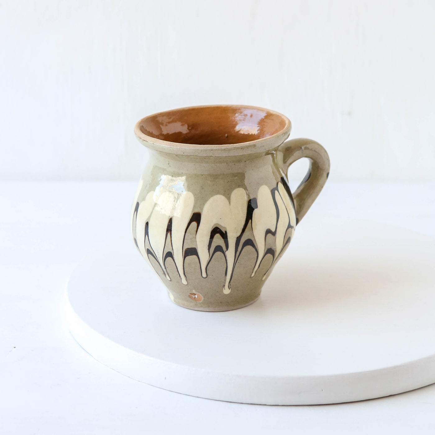 Romanian Slipware Folk Mug - Beige