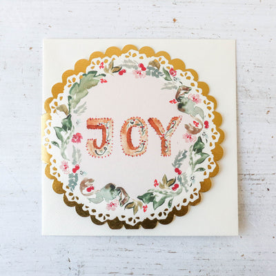 Christmas Joy Card - Circular Gold Scalloped Card