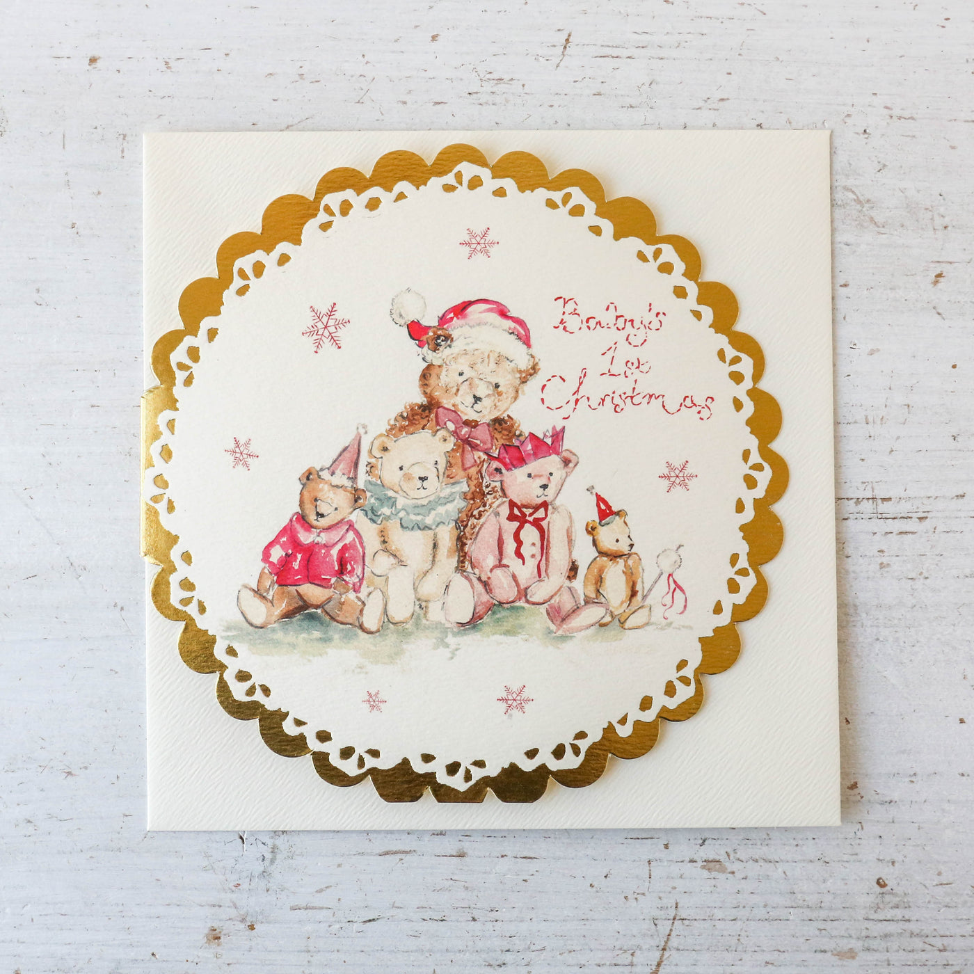 Baby's First Christmas - Circular Gold Scalloped Card