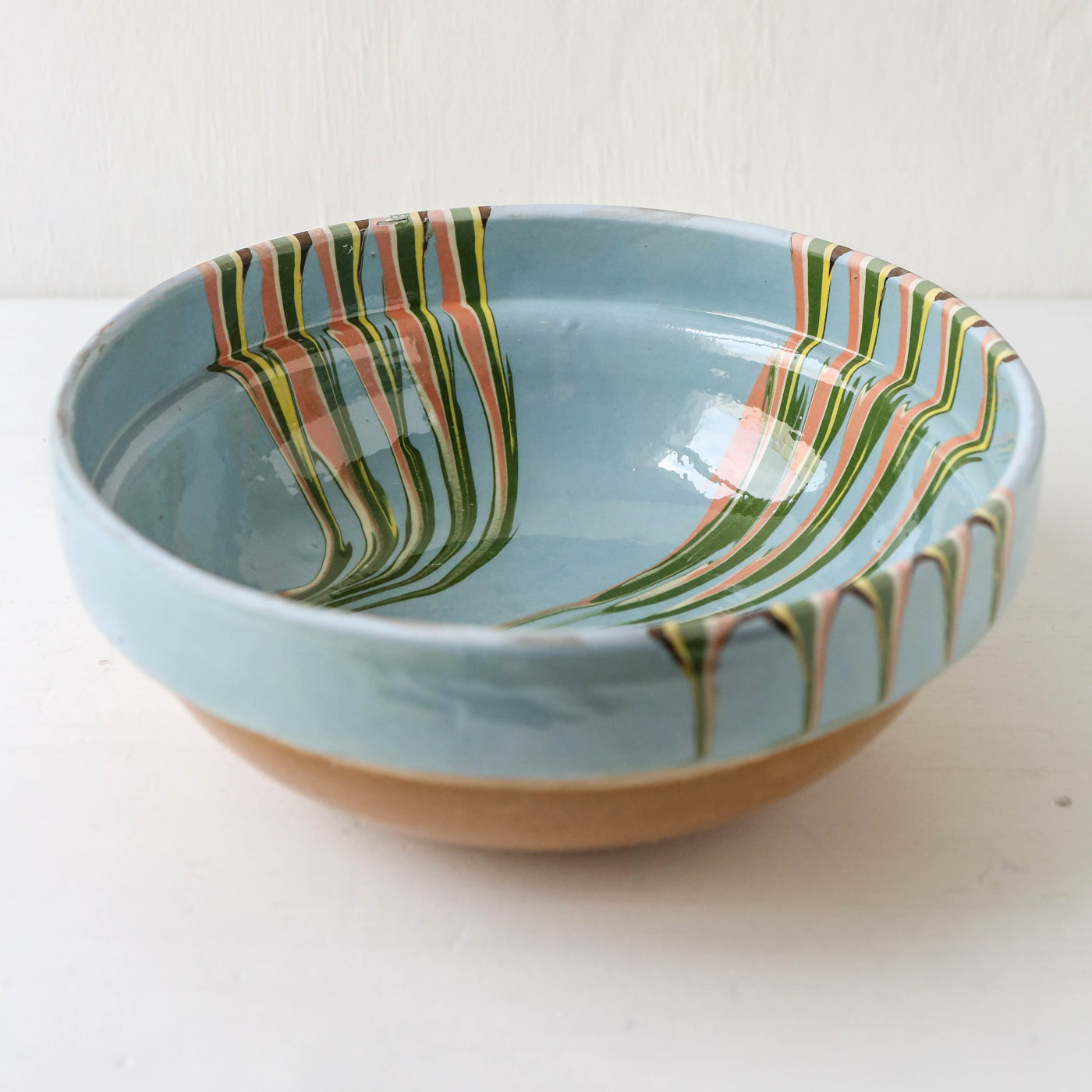 Large Romanian Slipware Folk Bowl - Design F