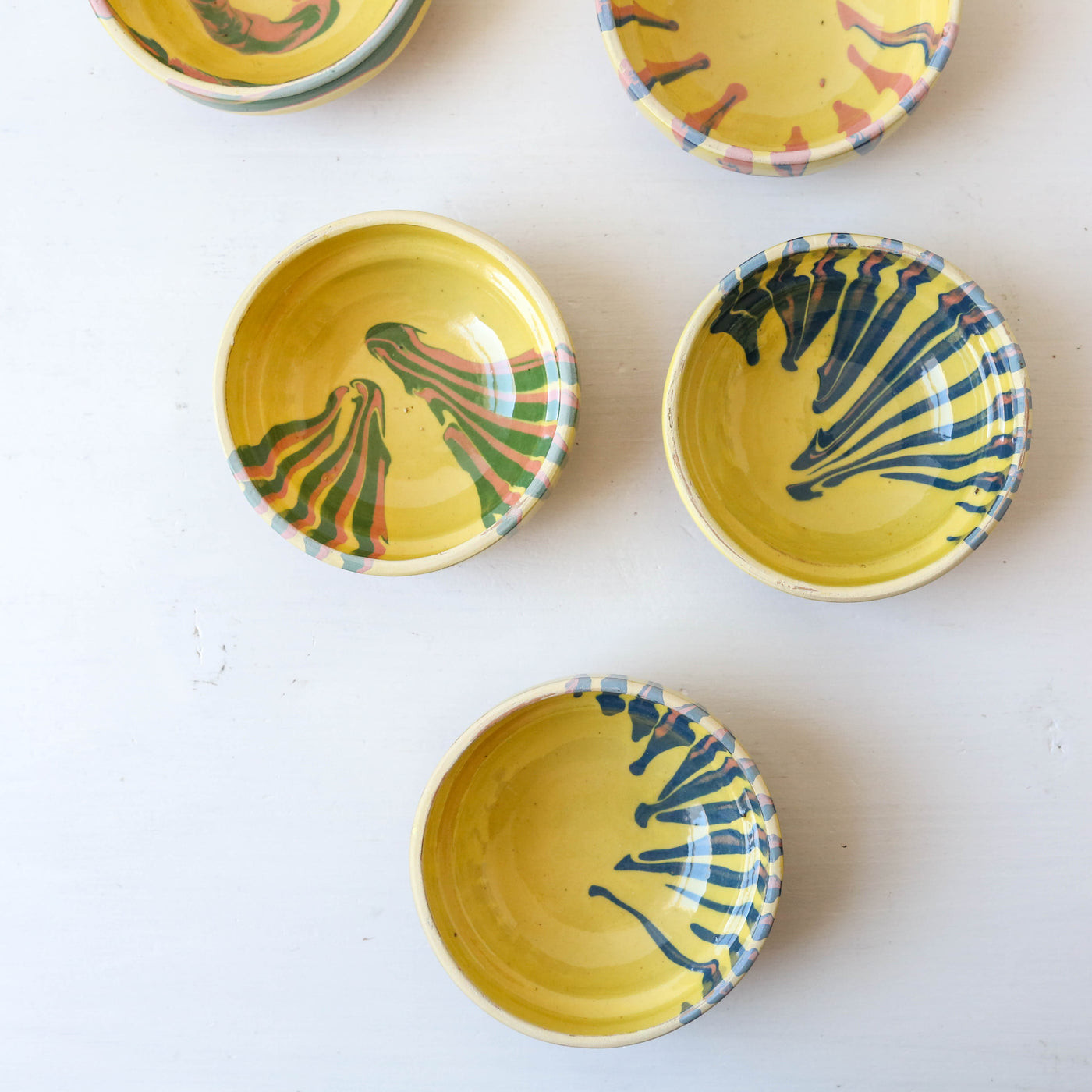Mini Romanian Slipware Folk Bowl - Yellow