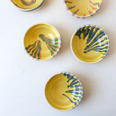 Mini Romanian Slipware Folk Bowl - Yellow