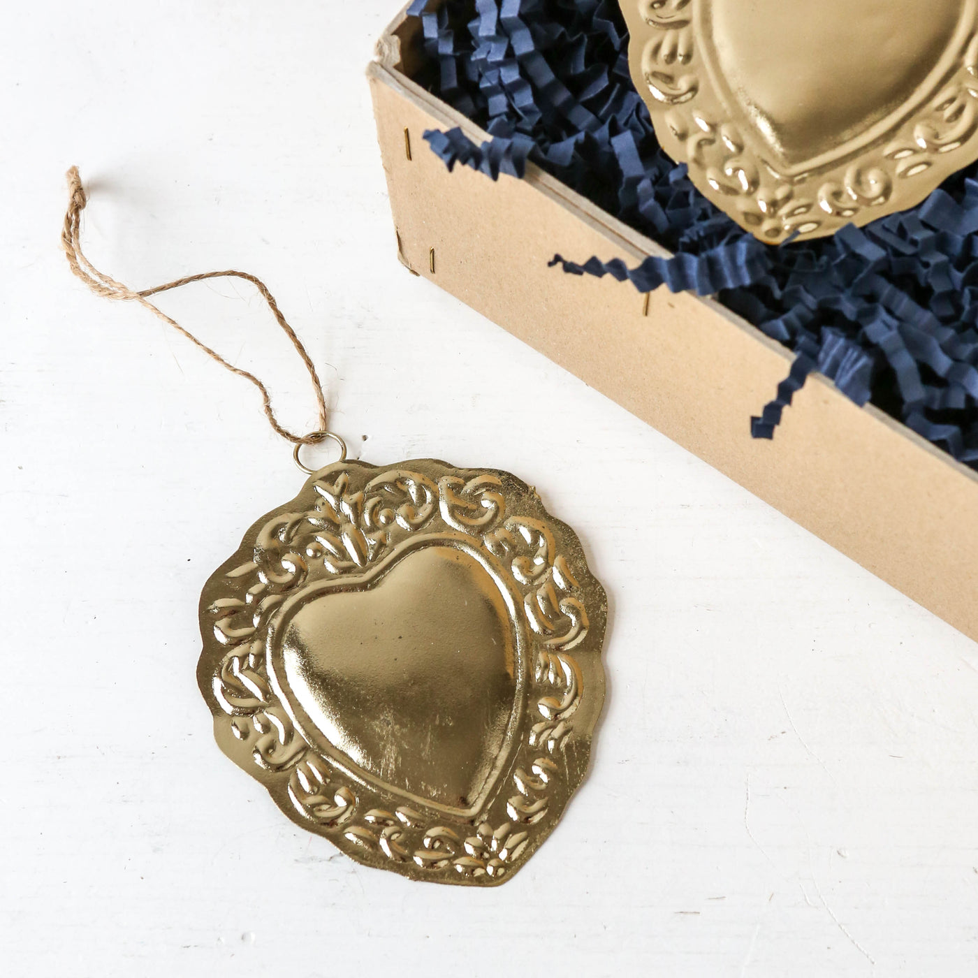 Folk Heart Decoration - Antique Gold