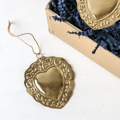 Folk Heart Decoration - Antique Gold