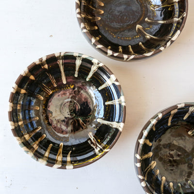 Small Romanian Slipware Folk Bowl - Brown