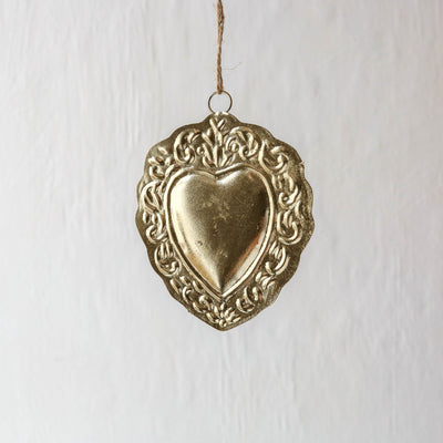 Folk Heart Decoration - Antique Gold