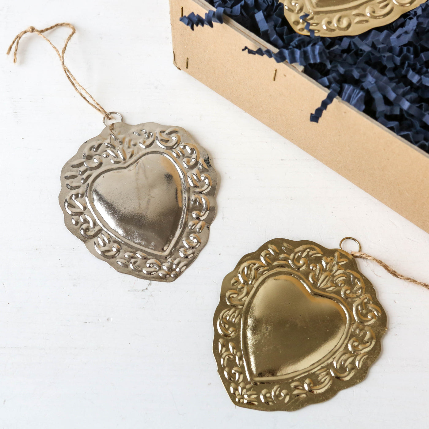 Folk Heart Decoration - Antique Silver