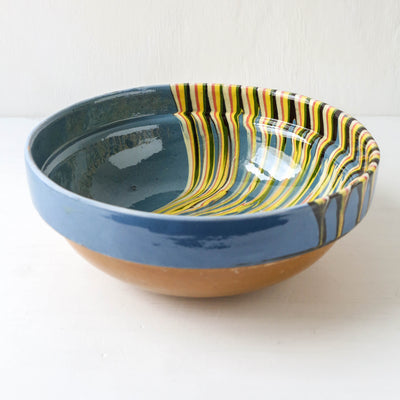 Large Romanian Slipware Folk Bowl - Design H