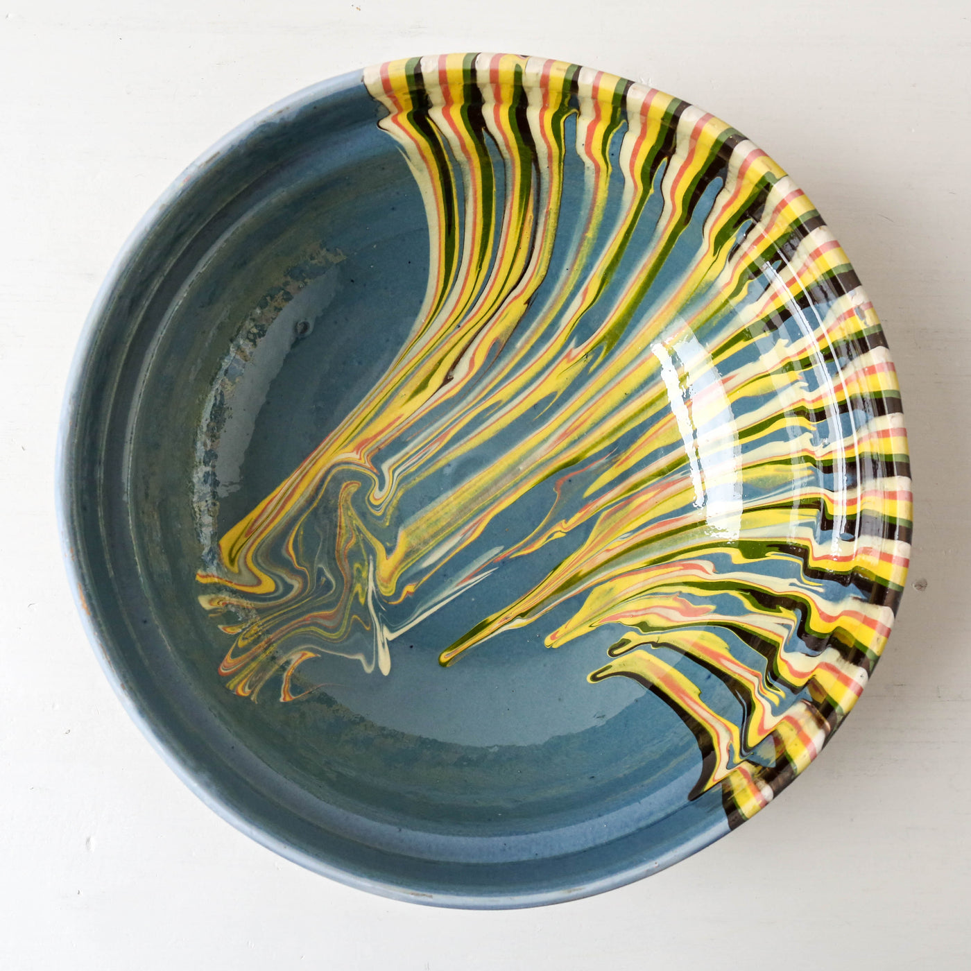 Large Romanian Slipware Folk Bowl - Design H