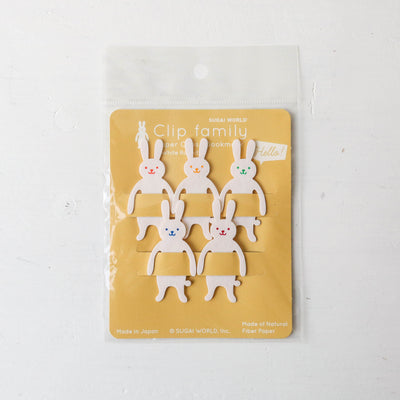 Bendable Animal Clip Family of 5 - White Rabbit