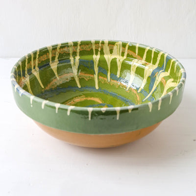 Large Romanian Slipware Folk Bowl - Design I