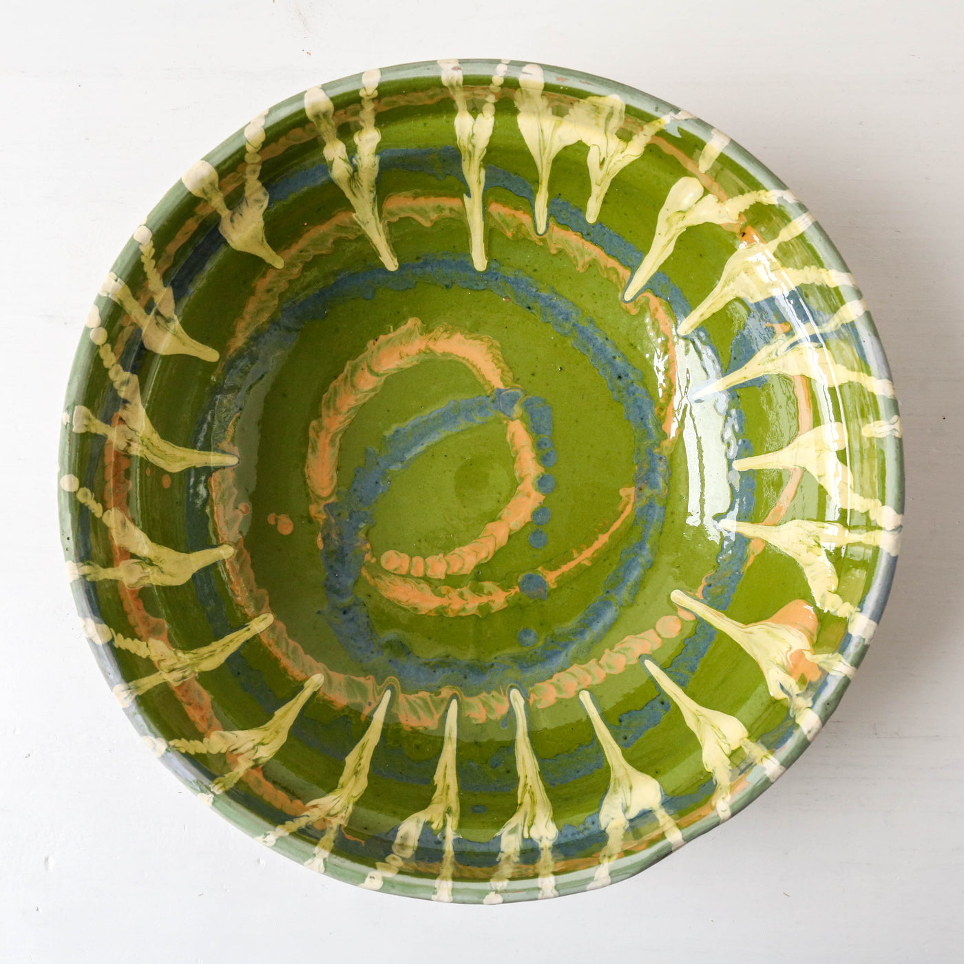 Large Romanian Slipware Folk Bowl - Design I