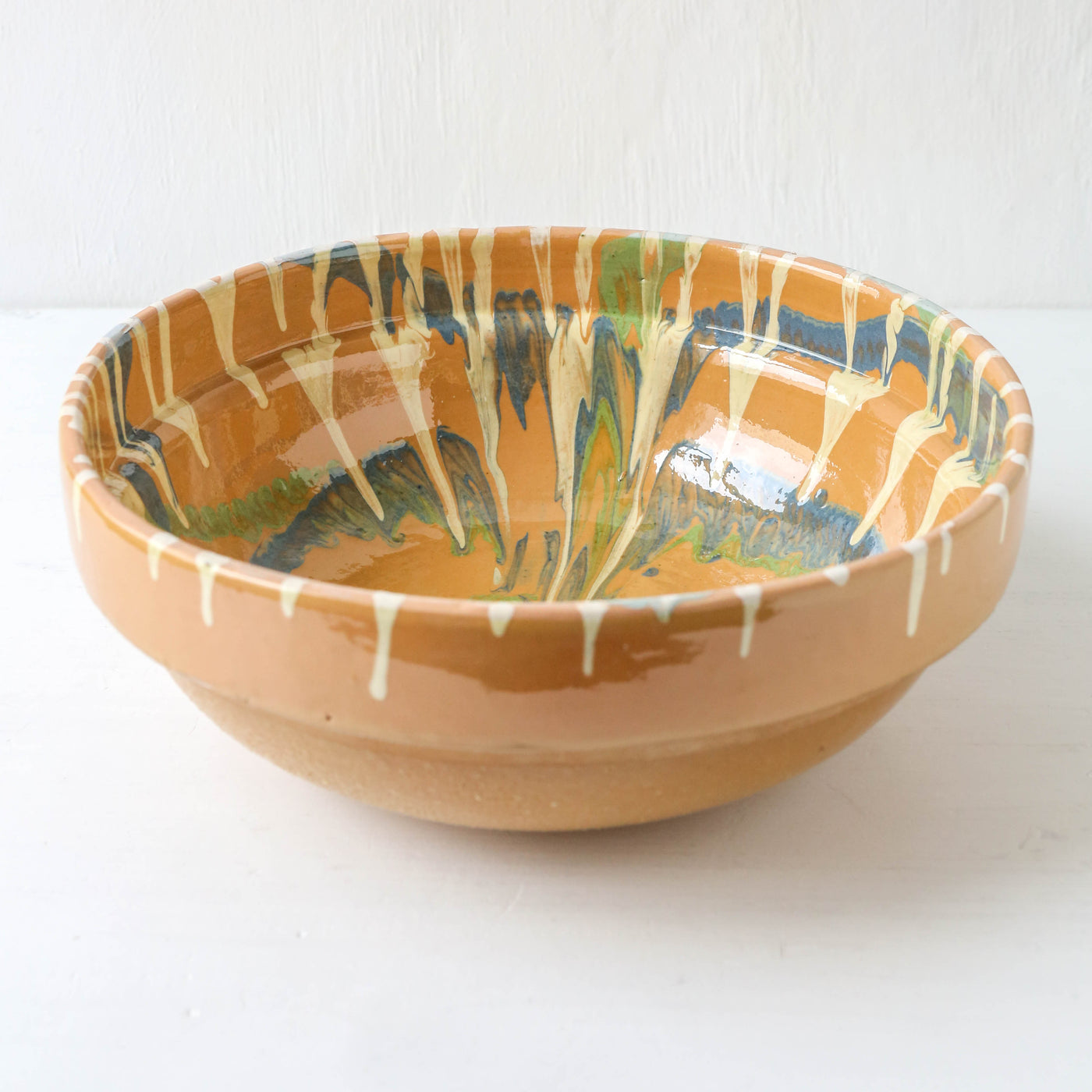 Large Romanian Slipware Folk Bowl - Design J