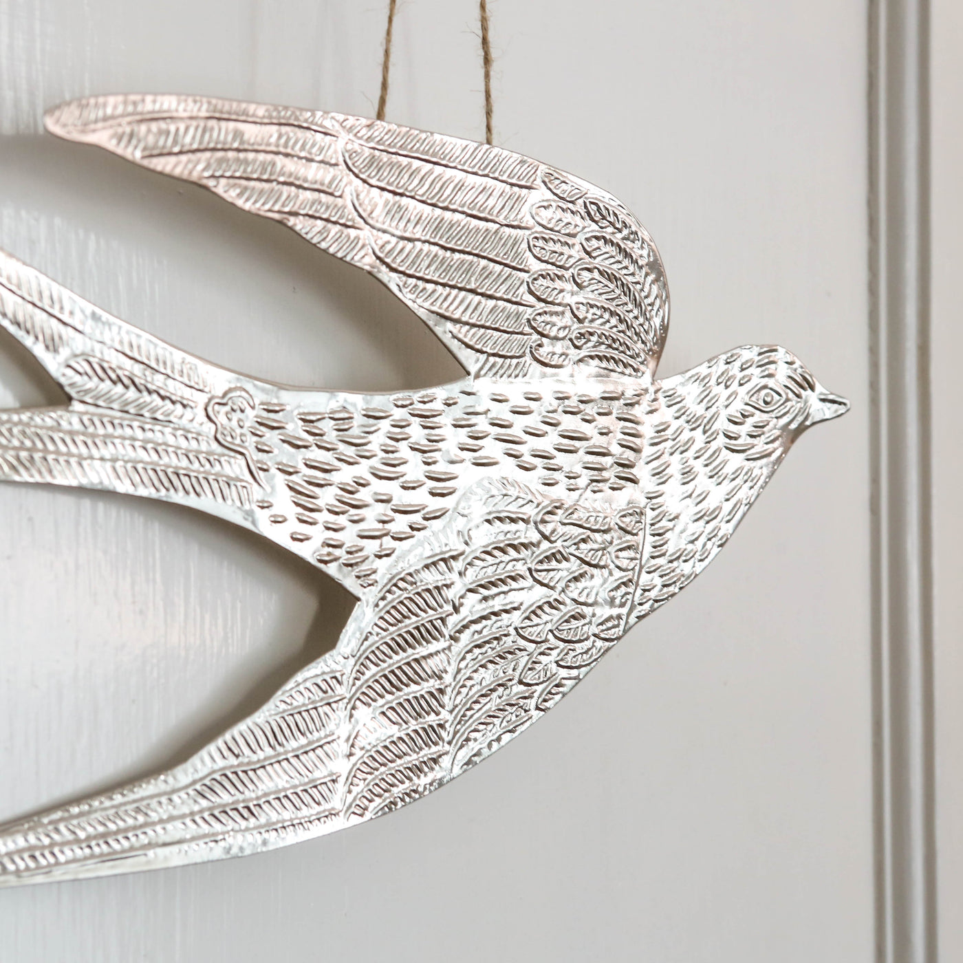 Large Hanging Dove Decoration - Antique Silver