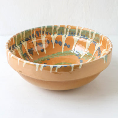 Large Romanian Slipware Folk Bowl - Design K