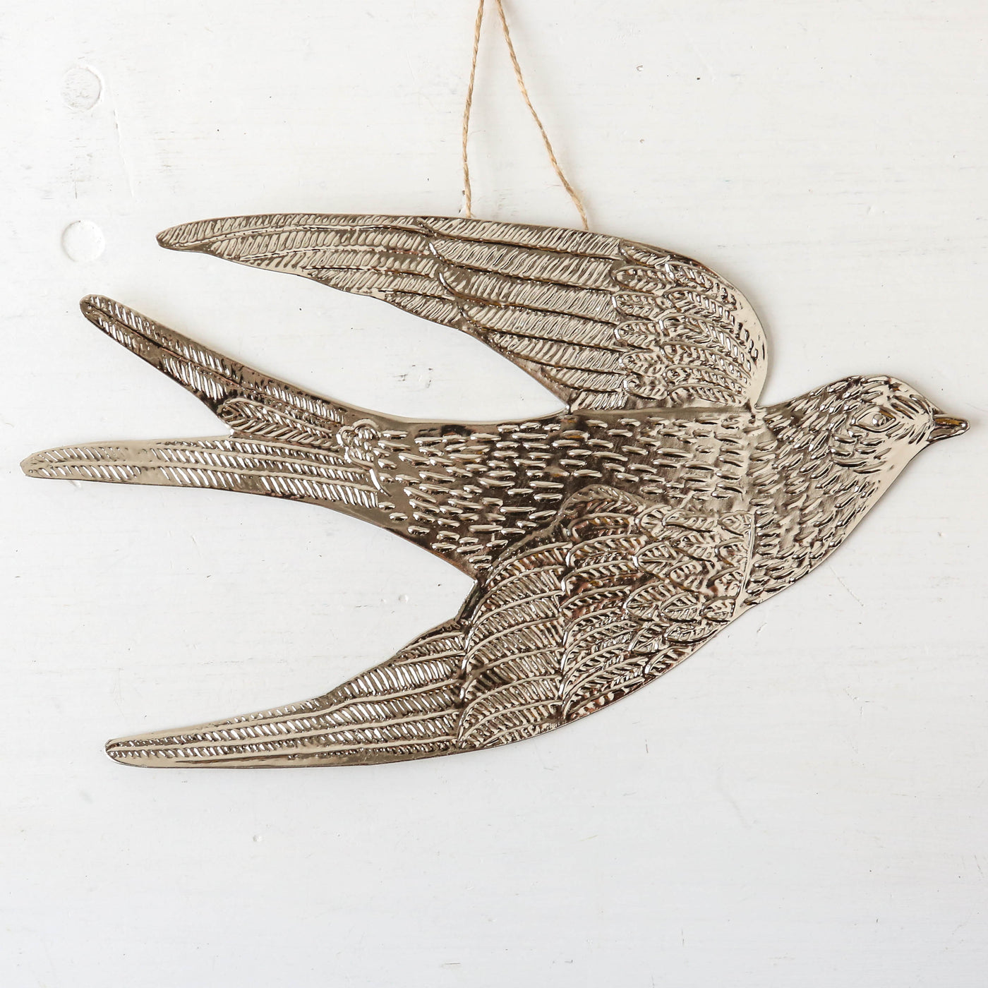 Large Hanging Dove Decoration - Antique Silver