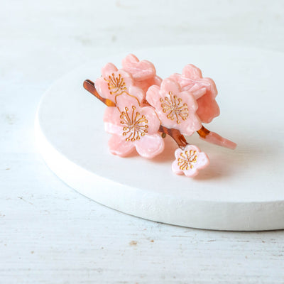 Hand Painted Cellulose Hair Claw - Pink Cherry Blossom
