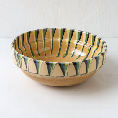 Medium Romanian Slipware Folk Bowl - Design G
