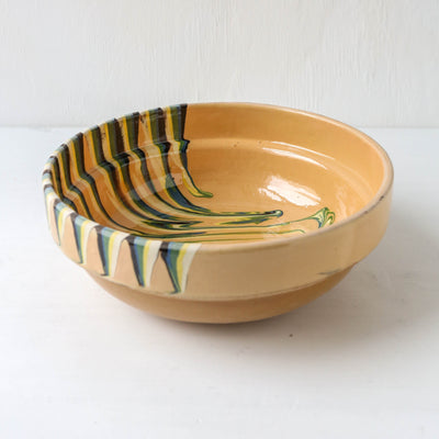 Medium Romanian Slipware Folk Bowl - Design F