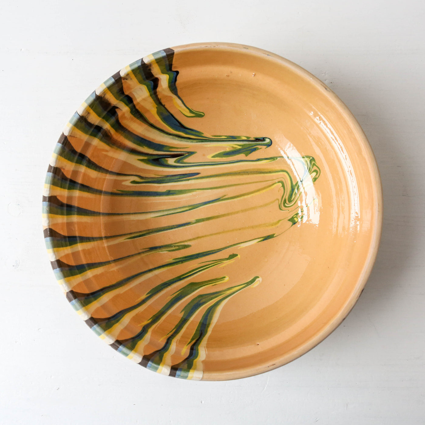Medium Romanian Slipware Folk Bowl - Design F