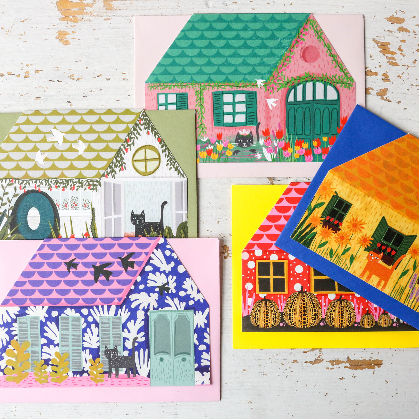 Yayoi Catsama Cut Out House Card