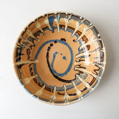 Medium Romanian Slipware Folk Bowl - Design D