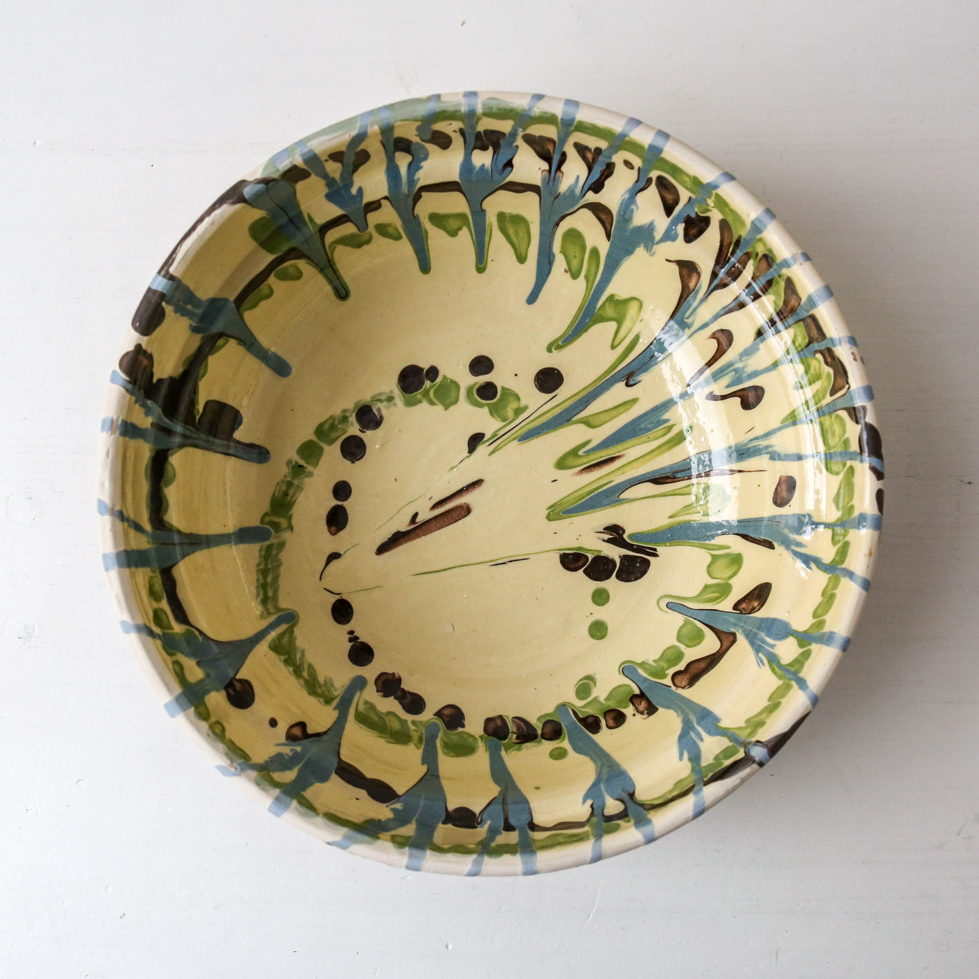 Medium Romanian Slipware Folk Bowl - Design B