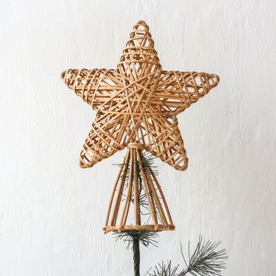 Natural Cane Star Tree Topper - 20cm