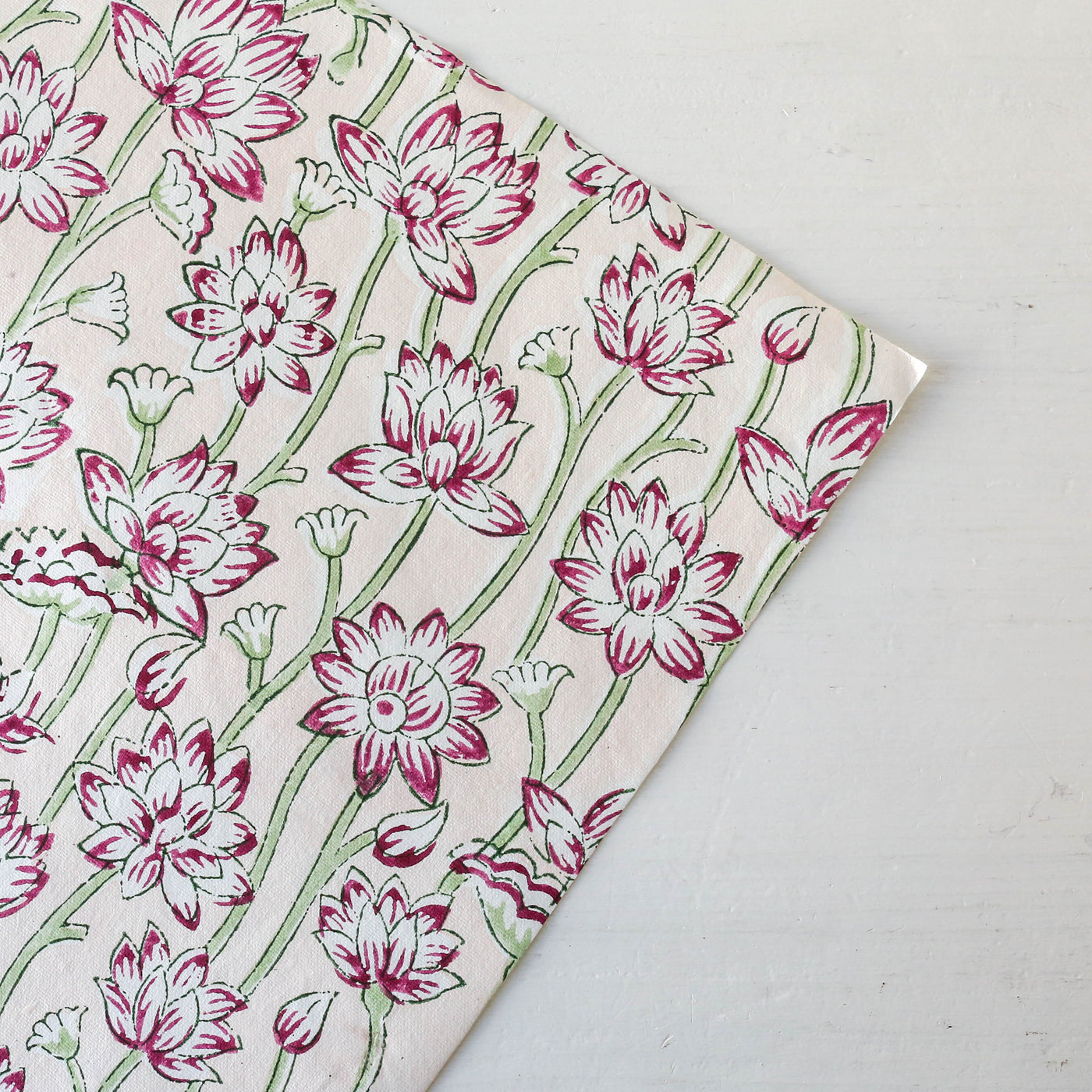 Hand Block Printed Wrap - Lotus Cherry