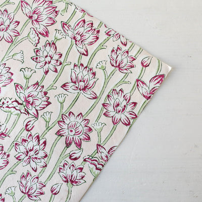Hand Block Printed Wrap - Lotus Cherry