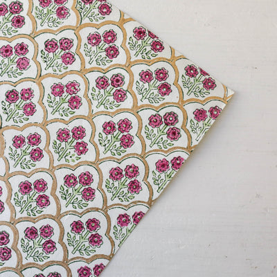 Hand Block Printed Wrap - Trellis Cherry