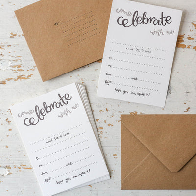 Set of 10 Letterpress Printed Invitations