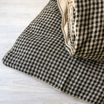 Linen 'Bedroll' or Mattress 85 x 200cm - Carbon Gingham