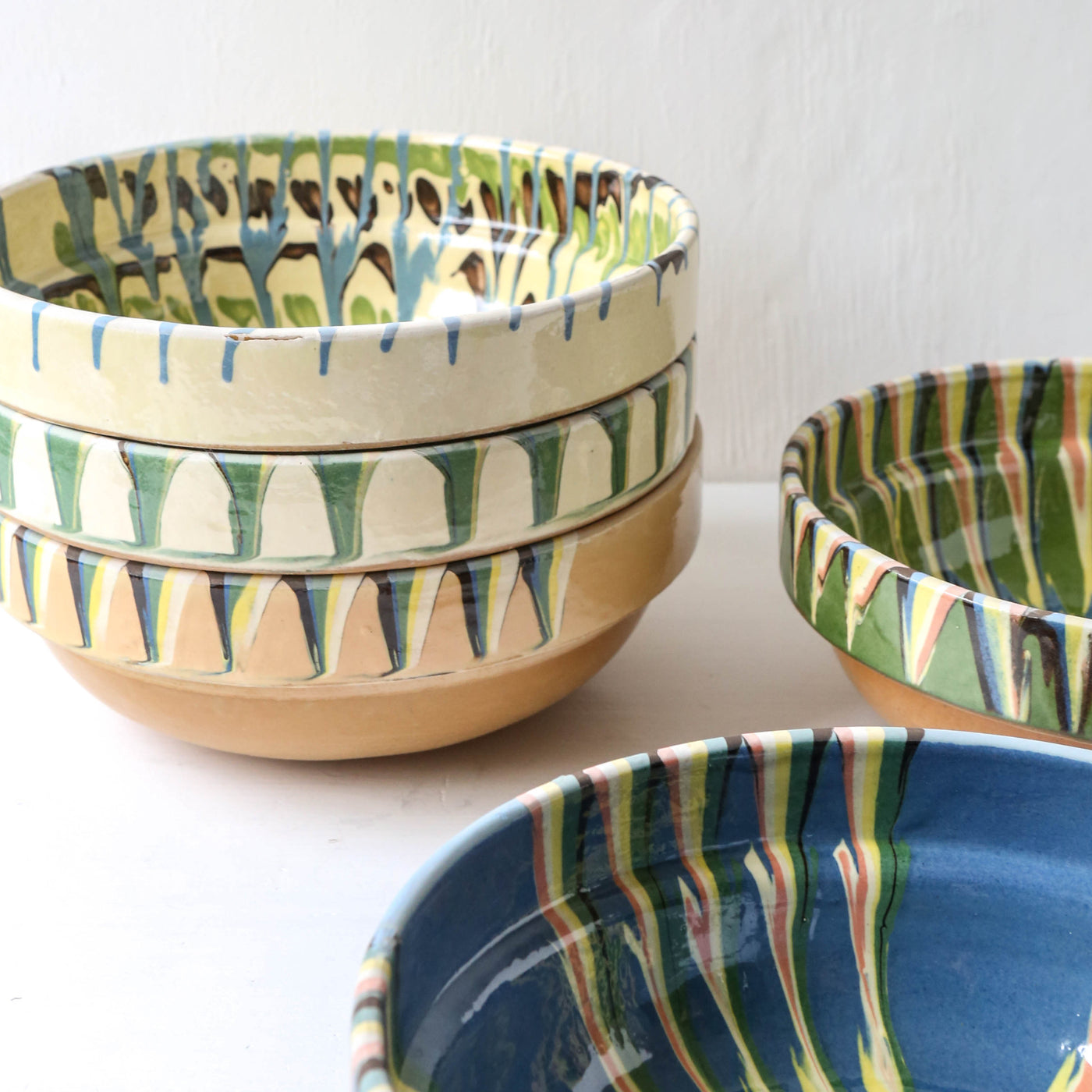 Medium Romanian Slipware Folk Bowl - Design D