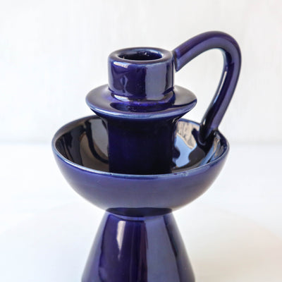 Diva Candle Holder - Blue Glaze