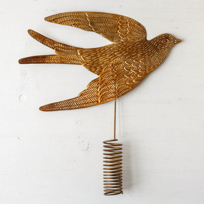 Large Pressed Metal Dove Tree Topper - Antique Gold