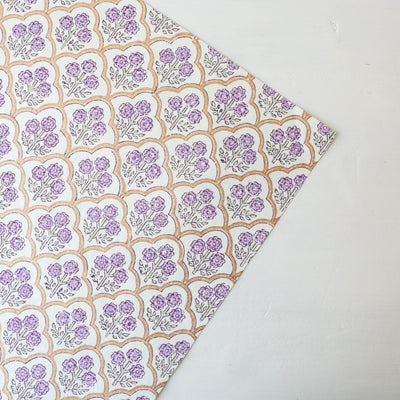 Hand Block Printed Wrap - Trellis Lavender