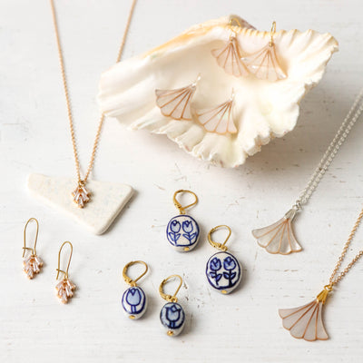 Oval Tulip Delft Blue Earrings