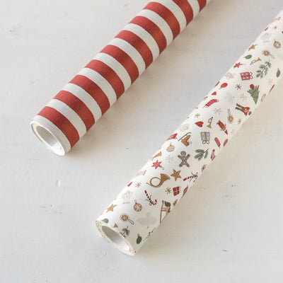 5m Rustic Red Candy Stripe Wrapping Paper
