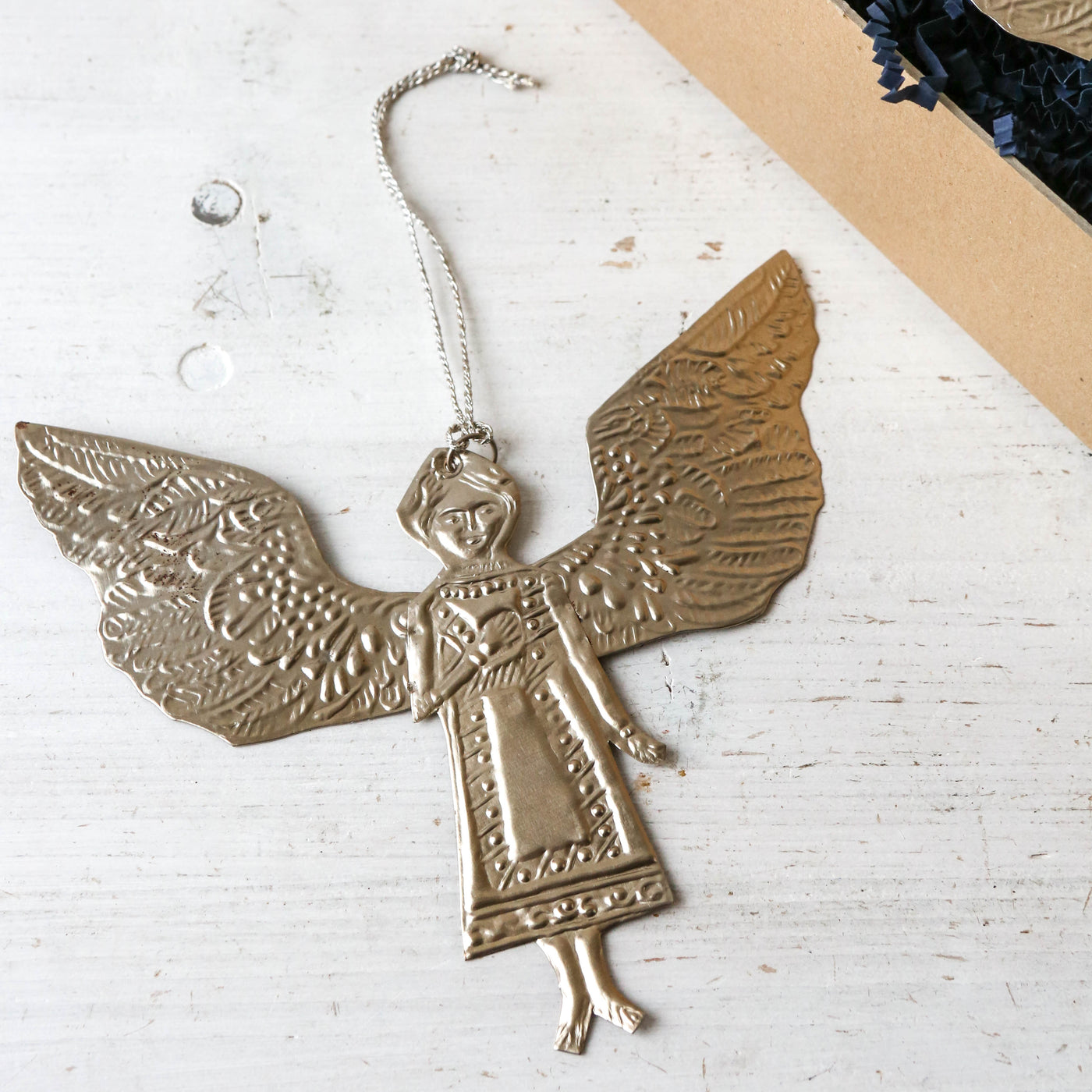 Hanging Angel Decoration - Pressed Antique Silver