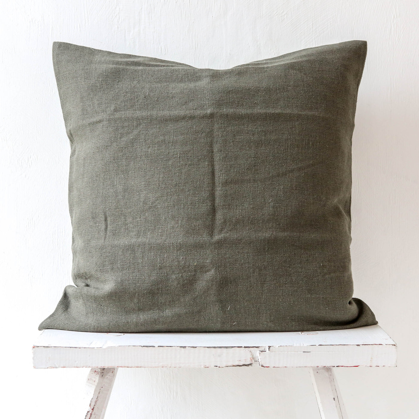 Linen Cushion - Khaki Green