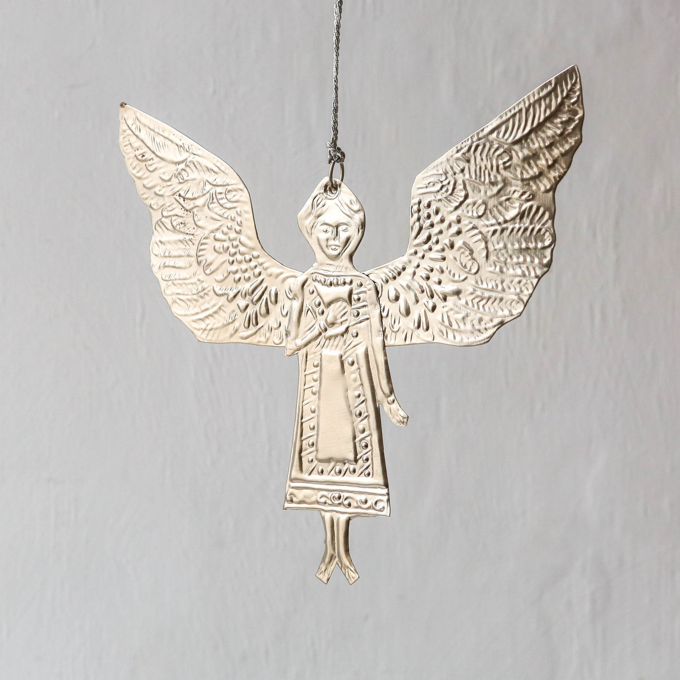 Hanging Angel Decoration - Pressed Antique Silver