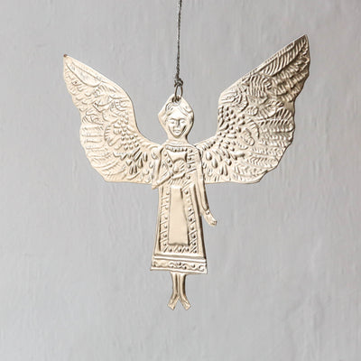 Hanging Angel Decoration - Pressed Antique Silver